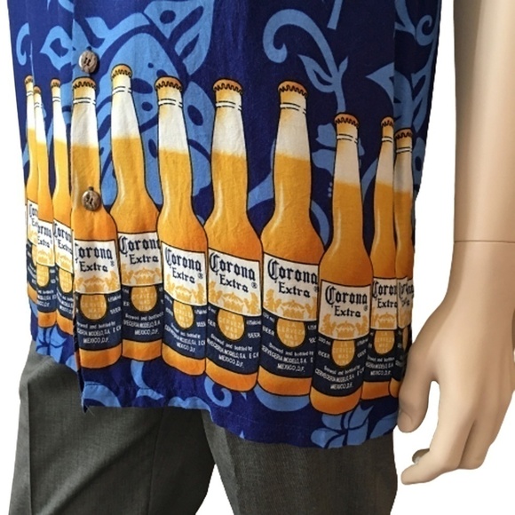 CORONA Extra Beer 100% Rayon Hawaiian Tiki Shirt Short Sleeve - Picture 5 of 12